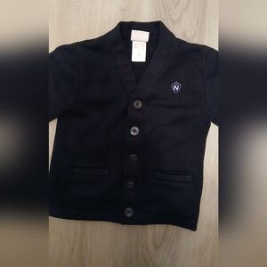 Navy Blue Kids Button Front Sweater BY DENNIS SIZE XS